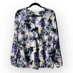 Cleo Purple Ruffle Long Sleeve Blouse L